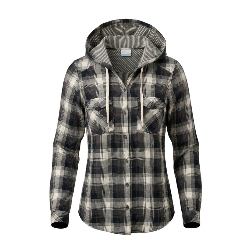 Columbia Womens S Granola Girl‎ Gorpcore Outdoors Grunge Hooded Button Up Shirt